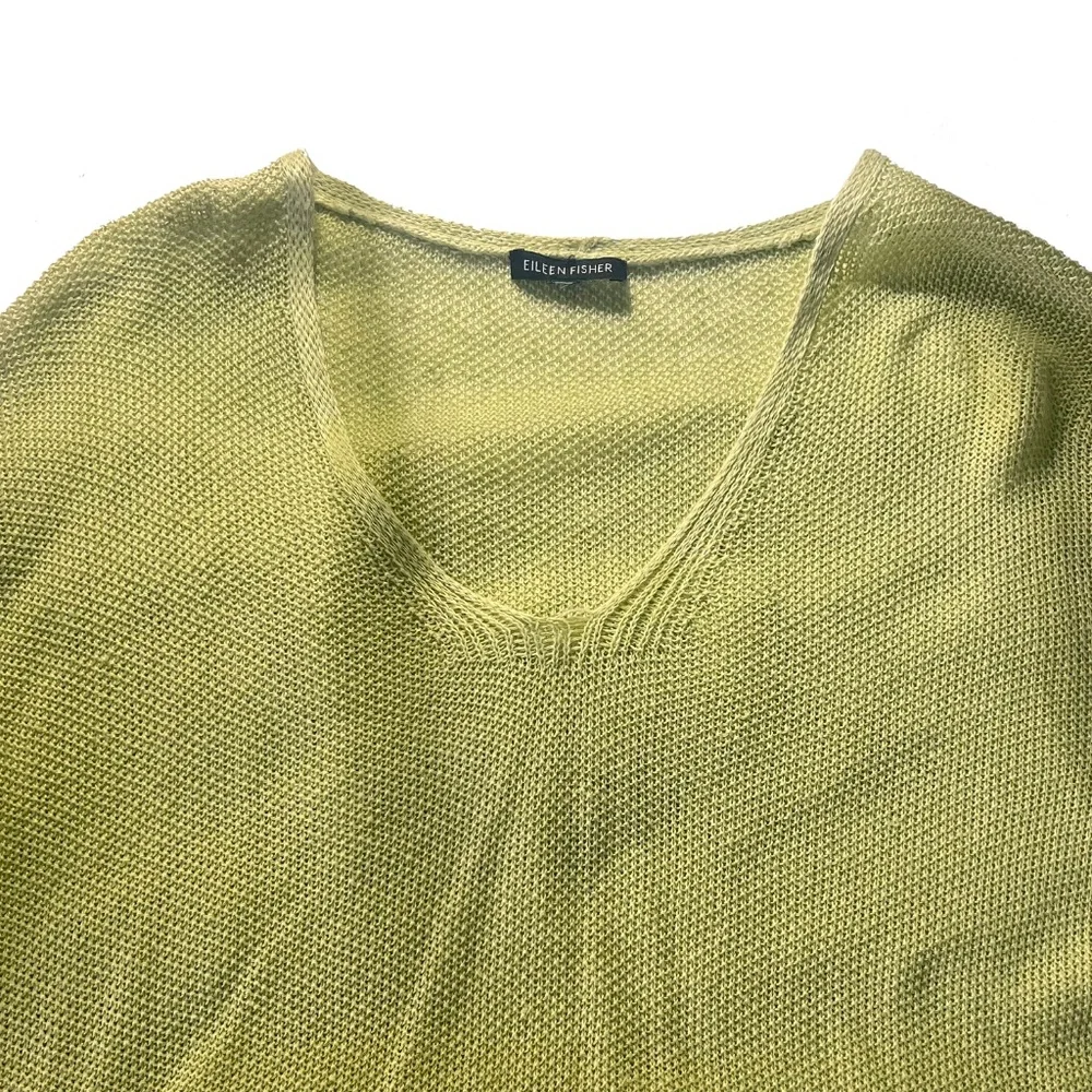 Eileen Fisher Organic Linen Sweater Knit - Frosted Lime - Picture 3 of 5